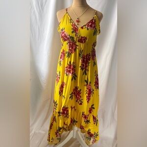 Pacific Vibes Yellow Floral Print High Low Dress Size XXL